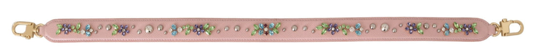 Dolce & Gabbana Stunning Pink Crystal Studded Leather Strap