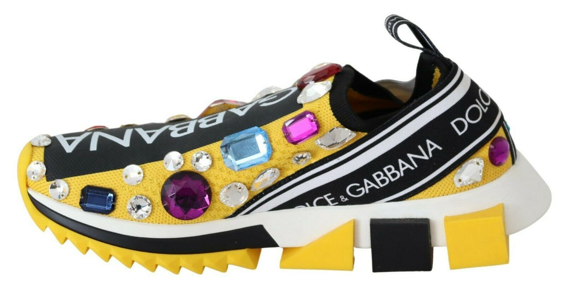 Dolce & Gabbana Embellished Yellow Sorrento Sneakers