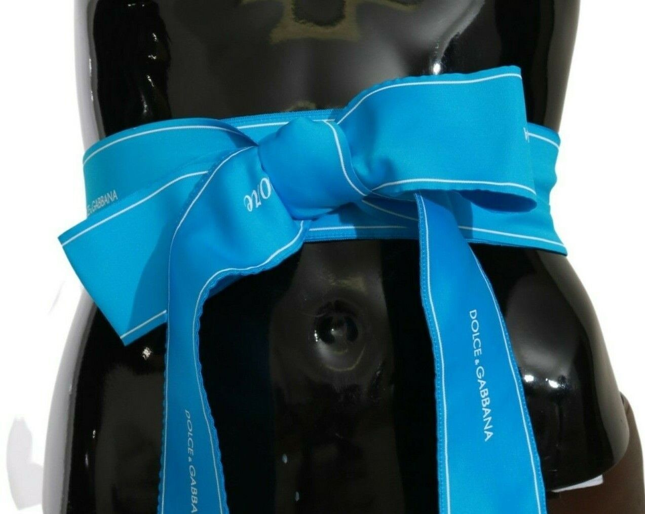 Dolce & Gabbana Elegant Bow Snap Blue Waist Belt