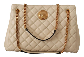 Versace Elegant Quilted Nappa Leather Tote