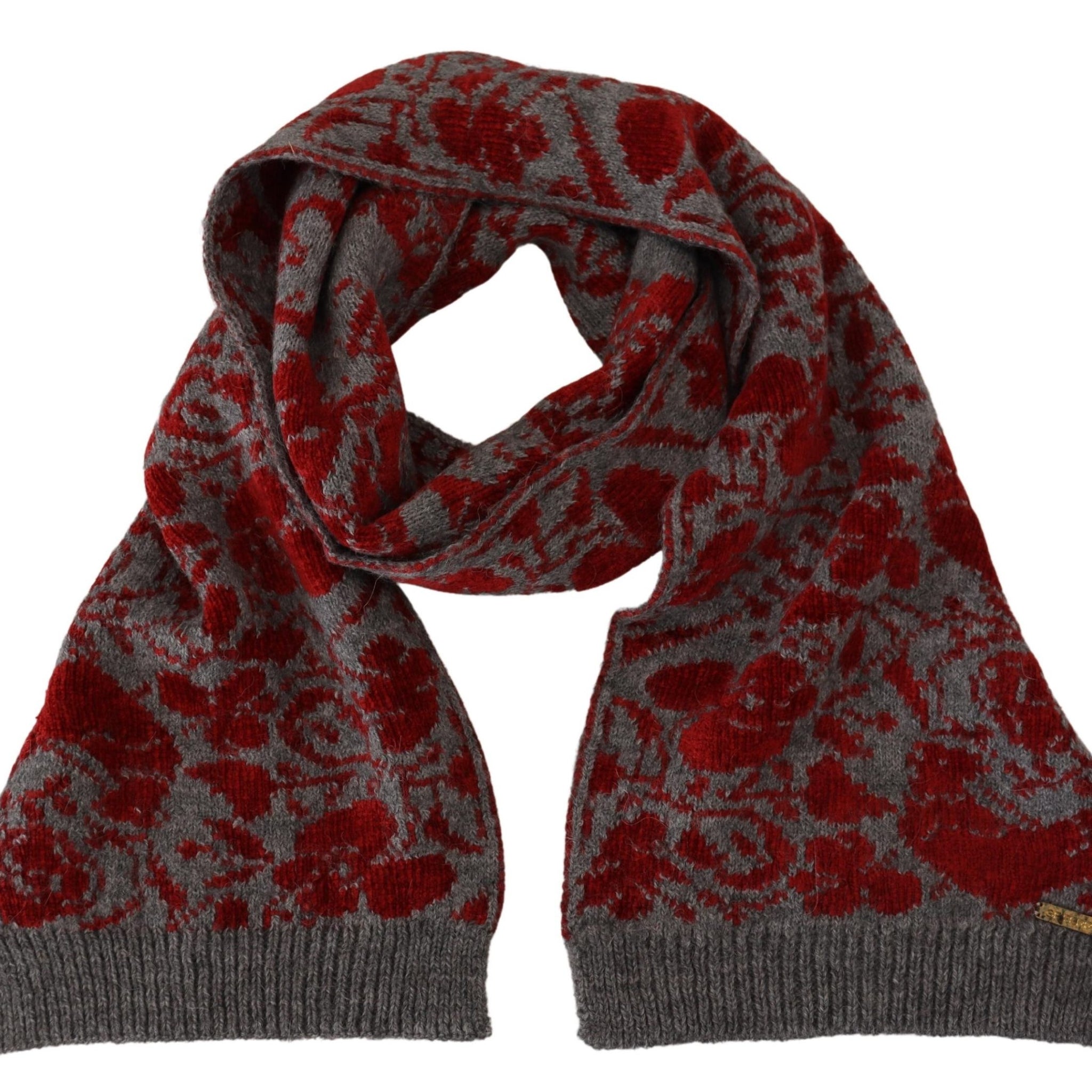 GF Ferre Chic Red and Grey Cotton Wrap Scarf