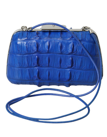 Balenciaga Electric Blue Crocodile Skin Clutch