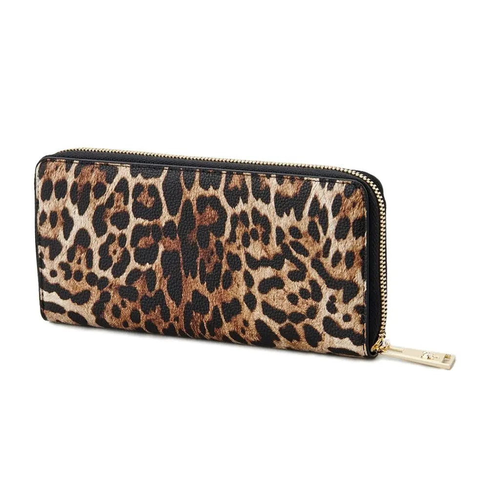 Plein Sport Sleek Designer Zipper Wallet with Gold Accents