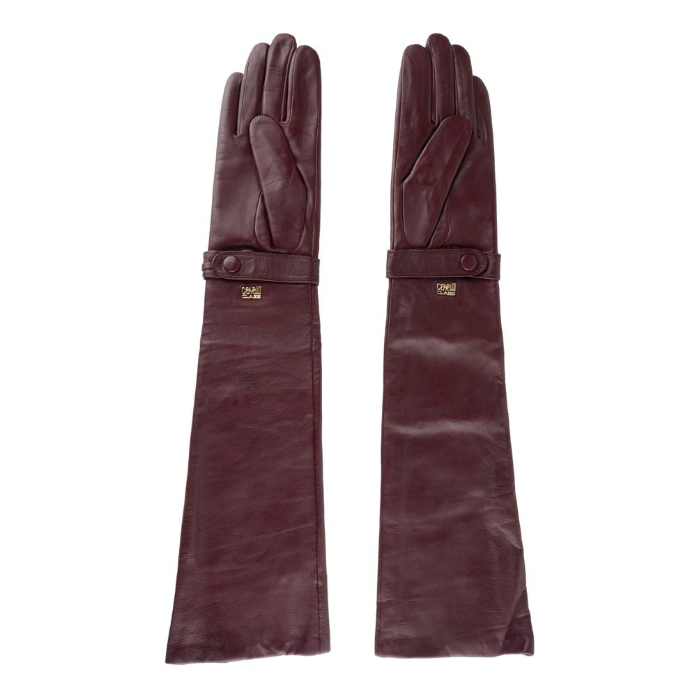 Cavalli Class Elegant Lambskin Leather Gloves In Radiant Pink