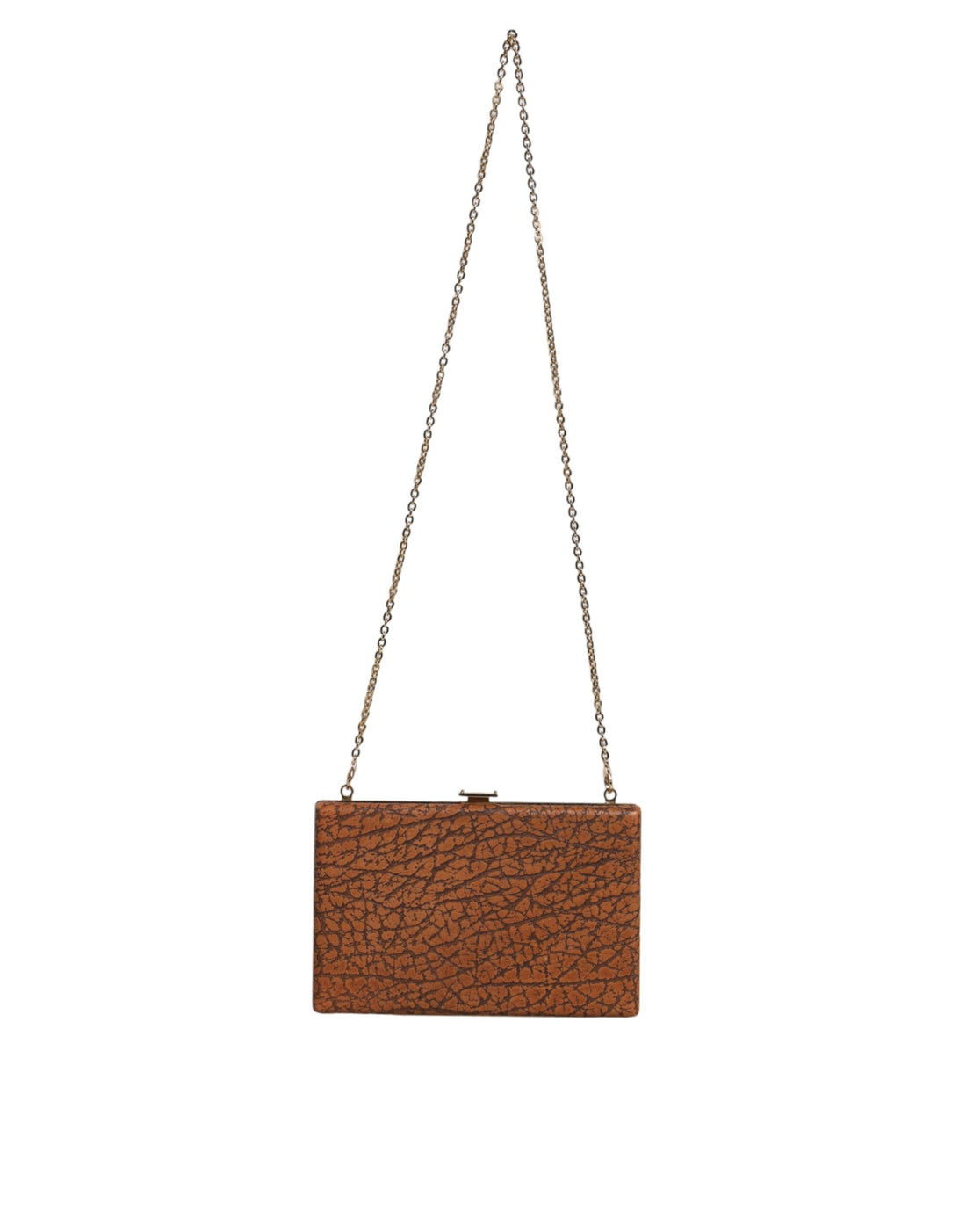 Dolce & Gabbana Brown Leather Gold Frame Clutch Mini Crossbody Bag