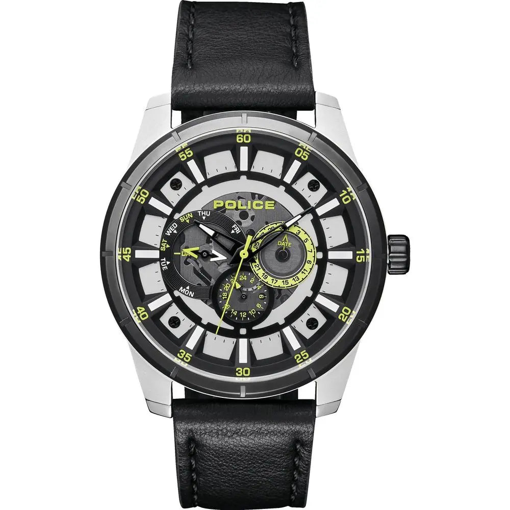 Police Black Leather Watch