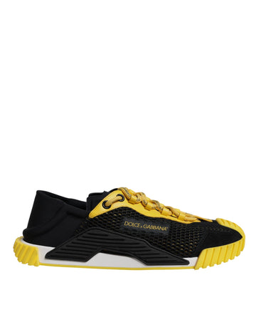 Dolce & Gabbana Black Yellow Low Top NS1 Sneakers Shoes