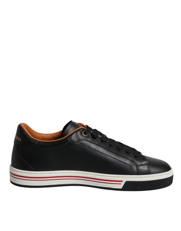 Dolce & Gabbana Black Leather Low Top Men Sneakers Shoes