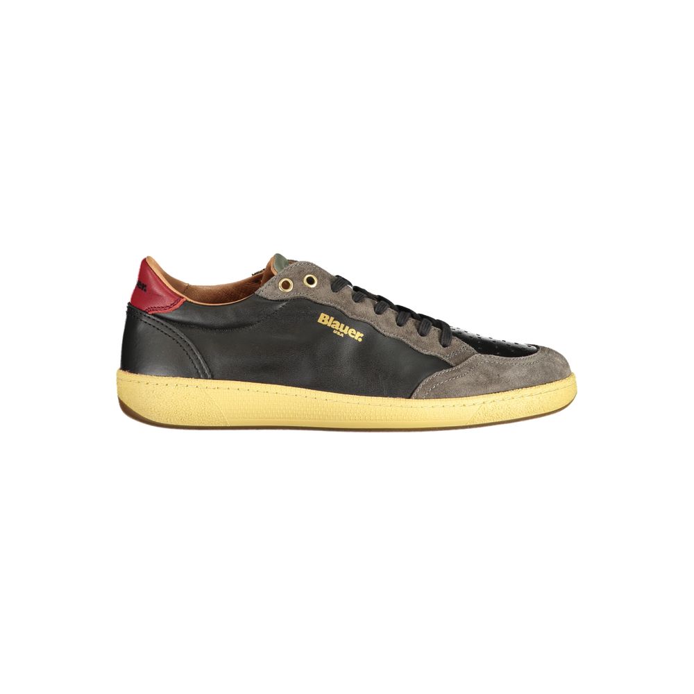 Blauer Black Leather Men Sneaker