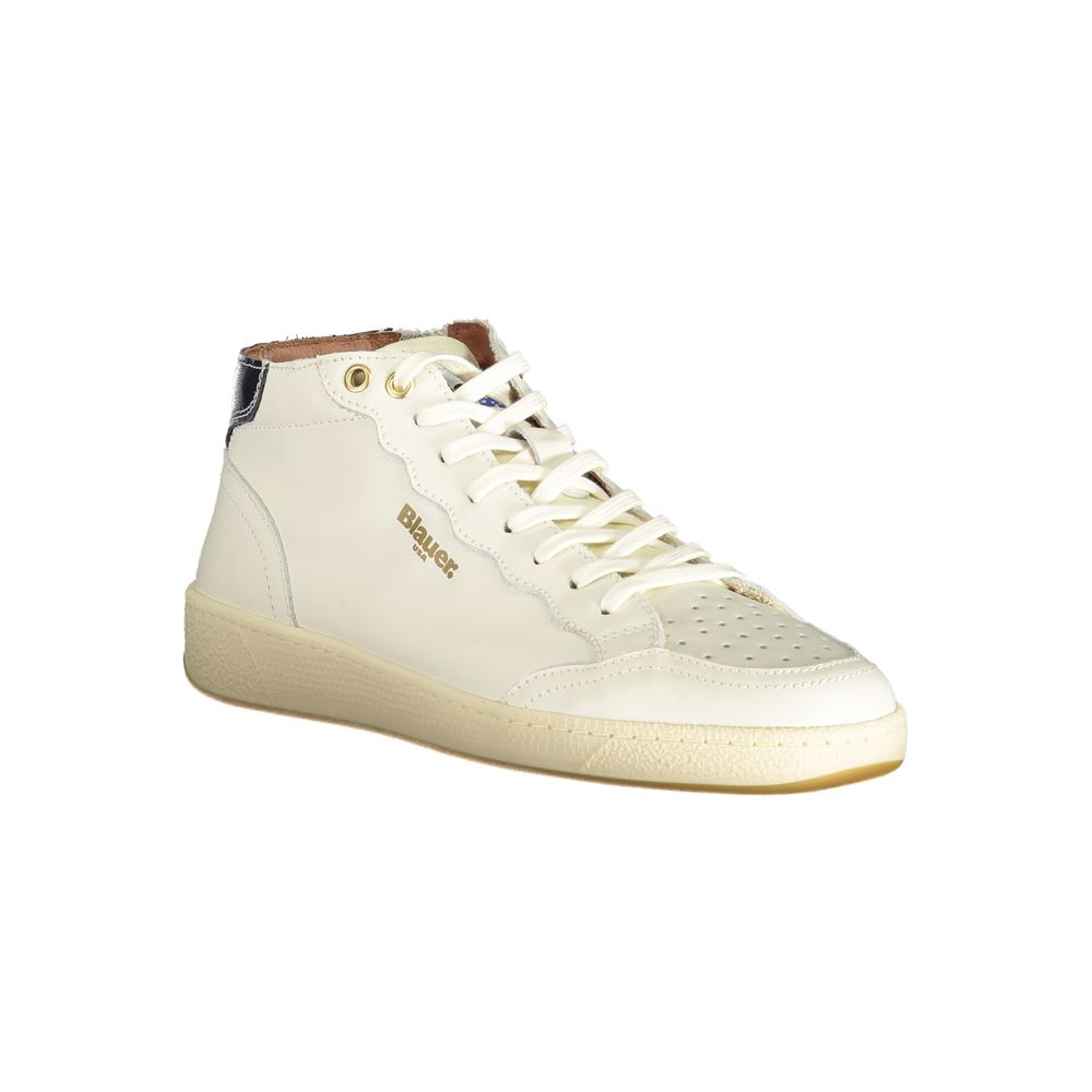 Blauer White Leather Men Sneaker