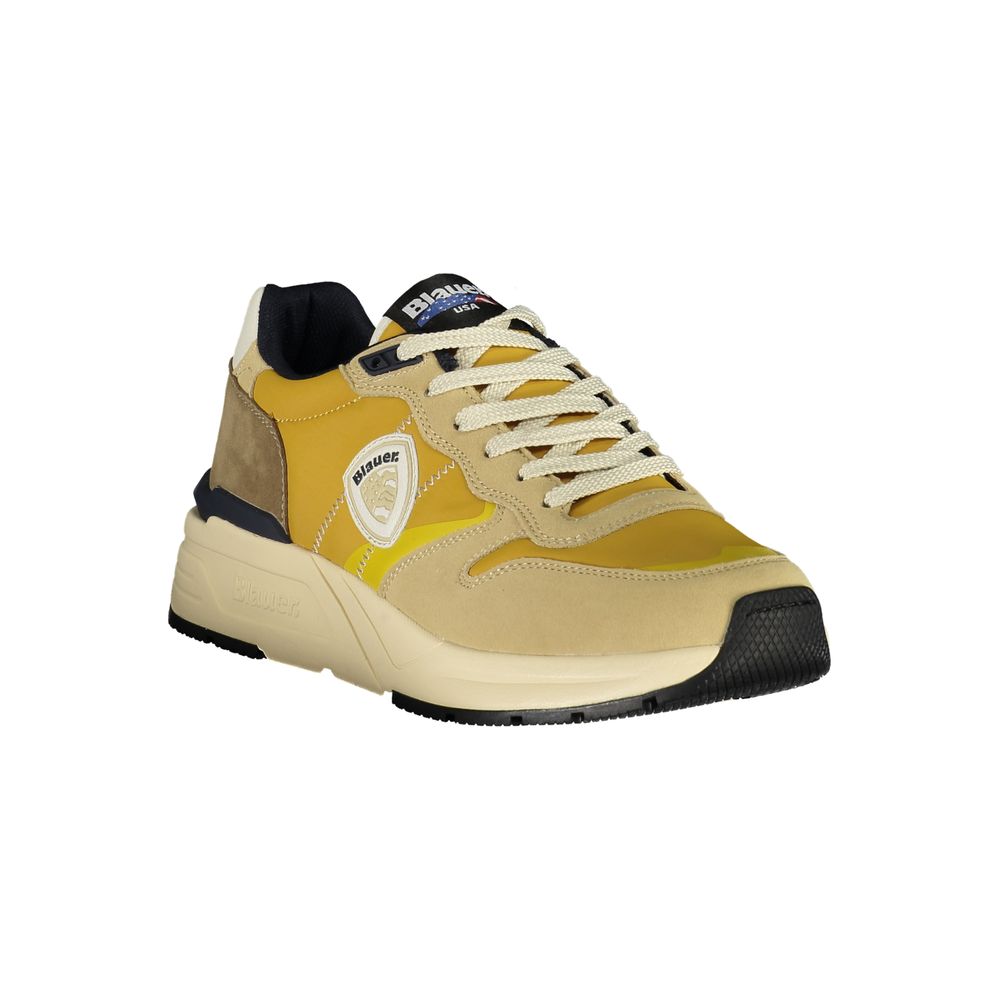 Blauer Beige Polyester Men Sneaker