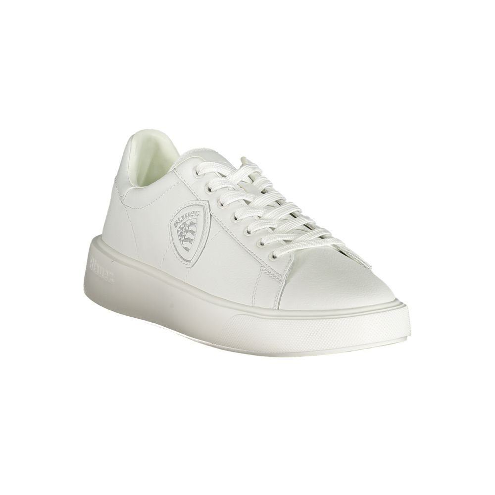 Blauer White Leather Men Sneaker