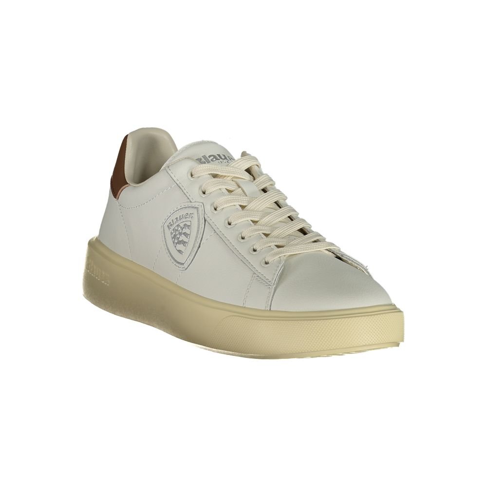 Blauer White Leather Men Sneaker