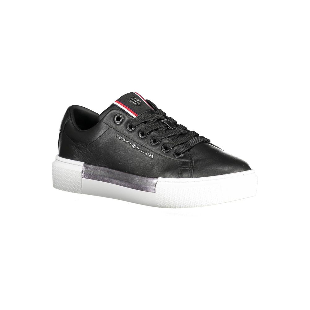 Tommy Hilfiger Black Leather Women Sneaker