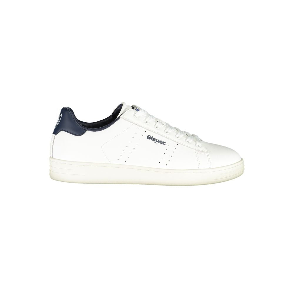 Blauer White Leather Men Sneaker