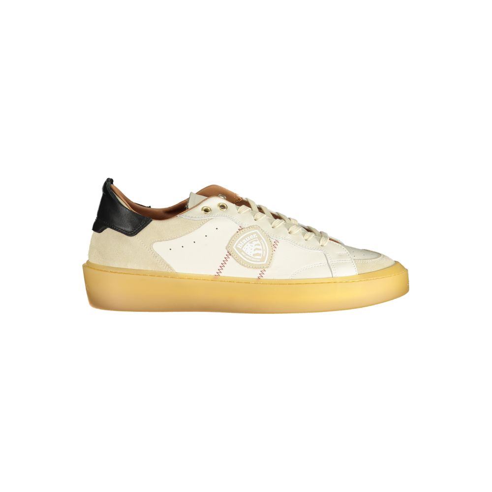 Blauer White Leather Men Sneaker