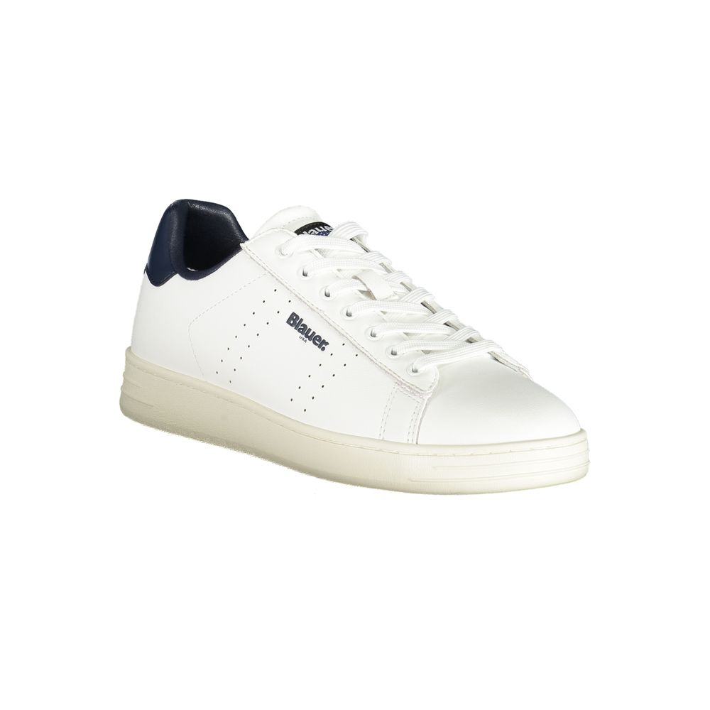 Blauer White Leather Men Sneaker