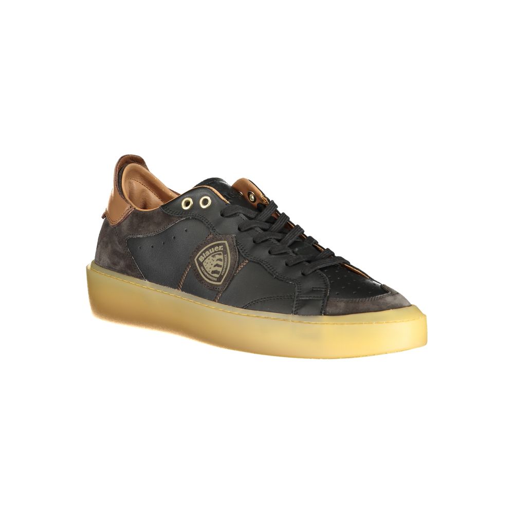 Blauer Black Leather Men Sneaker